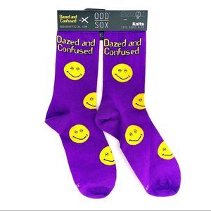 Odd Sox Dazed and Confused Crew Socks Mens Gift Movie Film Purple Yellow